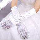 Women Ladies Fashionable Opera Evening Wedding Bridal Prom Party Long Satin Gloves 1 Pair Silver