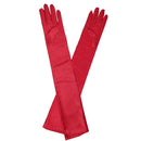 Women Ladies Fashionable Opera Evening Wedding Bridal Prom Party Long Satin Gloves 1 Pair Red