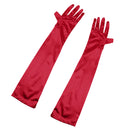 Women Ladies Fashionable Opera Evening Wedding Bridal Prom Party Long Satin Gloves 1 Pair Red