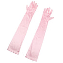 Women Ladies Fashionable Opera Evening Wedding Bridal Prom Party Long Satin Gloves 1 Pair Pink