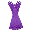 Women Ladies Fashionable Opera Evening Wedding Bridal Prom Party Long Satin Gloves 1 Pair Purple