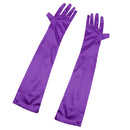 Women Ladies Fashionable Opera Evening Wedding Bridal Prom Party Long Satin Gloves 1 Pair Purple