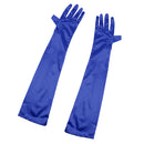 Women Ladies Fashionable Opera Evening Wedding Bridal Prom Party Long Satin Gloves 1 Pair Blue