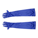 Women Ladies Fashionable Opera Evening Wedding Bridal Prom Party Long Satin Gloves 1 Pair Blue