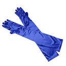 Women Ladies Fashionable Opera Evening Wedding Bridal Prom Party Long Satin Gloves 1 Pair Blue