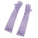 Women Ladies Fashionable Opera Evening Wedding Bridal Prom Party Long Satin Gloves 1 Pair Light Purple