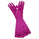 Women Ladies Fashionable Opera Evening Wedding Bridal Prom Party Long Satin Gloves 1 Pair Rose Red