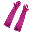 Women Ladies Fashionable Opera Evening Wedding Bridal Prom Party Long Satin Gloves 1 Pair Rose Red