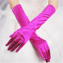 Women Ladies Fashionable Opera Evening Wedding Bridal Prom Party Long Satin Gloves 1 Pair Rose Red