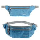 Men Outdoor Sports Hiking Camping Phone Pen Money Storage Holder 3 Zipper Pocket Charms Waist Belt Bag Hip Bag Sky Blue