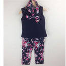 Set Of Baby Girls Comfortable Fashionable Floral Cotton Blend T-Shirt Pants Headband 90