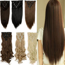 Synthetic Straight Texture Hair Extension Snap Clips Hair Decor Head Accessory 32mm Brown PACK OF 5PCS