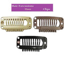 Synthetic Straight Texture Hair Extension Snap Clips Hair Decor Head Accessory 32mm Beige PACK OF 10PCS