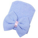 Newborn Baby Infant Toddler Beanie Hat Cap Headwear Head Decor Hair Accessory Blue Stripe