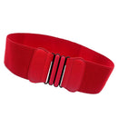 Women Ladies Fashionable Leather Canvas Wide Elastic Waist Band Belt Red