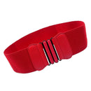 Women Ladies Fashionable Leather Canvas Wide Elastic Waist Band Belt Red