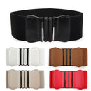 Women Ladies Fashionable Leather Canvas Wide Elastic Waist Band Belt Red