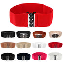 Women Ladies Fashionable Leather Canvas Wide Elastic Waist Band Belt Red