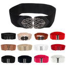 Women Ladies Fashionable Leather Canvas Wide Elastic Waist Band Belt Red