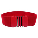 Women Ladies Fashionable Leather Canvas Wide Elastic Waist Band Belt Red