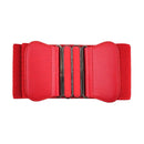 Women Ladies Fashionable Leather Canvas Wide Elastic Waist Band Belt Red