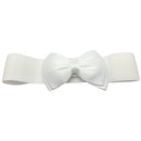 Women Girls Ladies PU Leather Fashionable Wide Stretch Bow Shaped Waist Belt Band White
