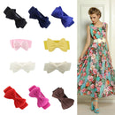 Women Girls Ladies PU Leather Fashionable Wide Stretch Bow Shaped Waist Belt Band White