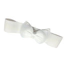 Women Girls Ladies PU Leather Fashionable Wide Stretch Bow Shaped Waist Belt Band White