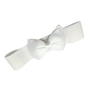 Women Girls Ladies PU Leather Fashionable Wide Stretch Bow Shaped Waist Belt Band White