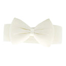 Women Girls Ladies PU Leather Fashionable Wide Stretch Bow Shaped Waist Belt Band White
