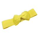 Women Girls Ladies PU Leather Fashionable Wide Stretch Bow Shaped Waist Belt Band Yellow