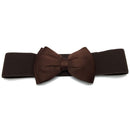 Women Girls Ladies PU Leather Fashionable Wide Stretch Bow Shaped Waist Belt Band Coffee