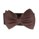 Women Girls Ladies PU Leather Fashionable Wide Stretch Bow Shaped Waist Belt Band Coffee