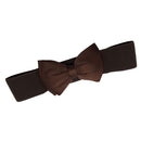 Women Girls Ladies PU Leather Fashionable Wide Stretch Bow Shaped Waist Belt Band Coffee