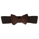 Women Girls Ladies PU Leather Fashionable Wide Stretch Bow Shaped Waist Belt Band Coffee