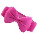Women Girls Ladies PU Leather Fashionable Wide Stretch Bow Shaped Waist Belt Band Rose Red