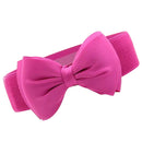 Women Girls Ladies PU Leather Fashionable Wide Stretch Bow Shaped Waist Belt Band Rose Red