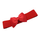 Women Girls Ladies PU Leather Fashionable Wide Stretch Bow Shaped Waist Belt Band Red
