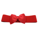 Women Girls Ladies PU Leather Fashionable Wide Stretch Bow Shaped Waist Belt Band Red