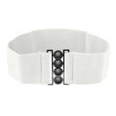 Women Comfortable Wear Elastic Faux Leather Buckle Waist Shaper Waist Wide Belt Stretch Waistband White