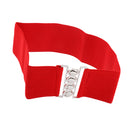 Women Comfortable Wear Elastic Faux Leather Buckle Waist Shaper Waist Wide Belt Stretch Waistband Red