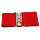 Women Comfortable Wear Elastic Faux Leather Buckle Waist Shaper Waist Wide Belt Stretch Waistband Red