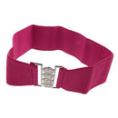 Women Comfortable Wear Elastic Faux Leather Buckle Waist Shaper Waist Wide Belt Stretch Waistband Rose Red