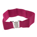 Women Comfortable Wear Elastic Faux Leather Buckle Waist Shaper Waist Wide Belt Stretch Waistband Rose Red