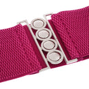 Women Comfortable Wear Elastic Faux Leather Buckle Waist Shaper Waist Wide Belt Stretch Waistband Rose Red