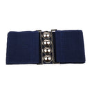 Women Comfortable Wear Elastic Faux Leather Buckle Waist Shaper Waist Wide Belt Stretch Waistband Blue