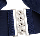 Women Comfortable Wear Elastic Faux Leather Buckle Waist Shaper Waist Wide Belt Stretch Waistband Blue