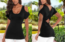 Fashionable Women Girls Ladies Polyester Backless Shirt Tank Top T-shirt Blouse Black S
