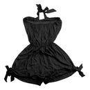Women Girls Summer Fashionable Beachwear Strapless V Neck Playsuit Bodycon Party Jumpsuit Trousers Black Size S