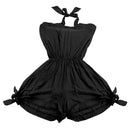 Women Girls Summer Fashionable Beachwear Strapless V Neck Playsuit Bodycon Party Jumpsuit Trousers Black Size S